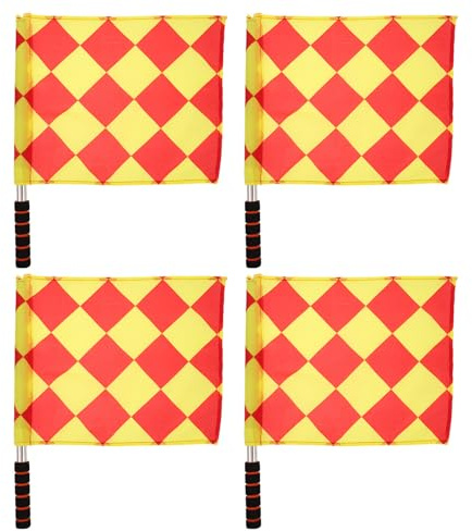Milisten 4 Pièces Lot de Drapeaux Arbitre Football avec Manche Mousse et Tige Métallique Drapeaux Officiels pour Arbitres et Juges de Ligne Confort Ergonomique et Signalisation Précise pour