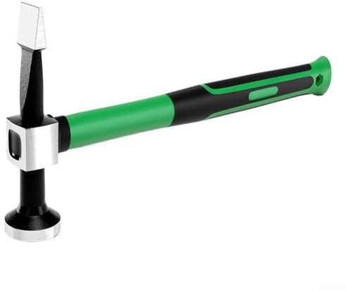 Springwillfly Martillo de metal de 315 mm para alisado automático de carrocería con mango de fibra de vidrio, opciones de cabeza plana, cuadrada y puntiaguda para reparación de chapa metálica (cabeza