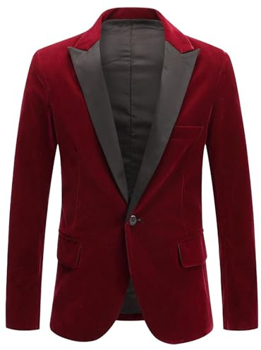 Veste de Smoking en Velours Coupe Slim pour Homme, Un Bouton, Costume de Bal, Mariage ou dîner.