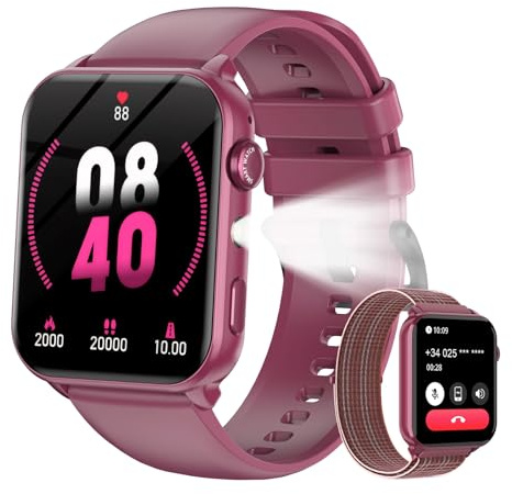Yxtel Montre Connectée Femme Appel HD 1,91'' Étanche 30 Jours Autonomie | Montre Sport SpO2 Fréquence Cardiaque Sommeil, Podomètre Calories Suivi Menstruel, 2 Bracelets, Android iOS, Violet