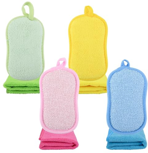 8 Stück Spülschwamm Küchenschwamm und Spültücher Waschbar Spülschwamm Waschbar Mikrofaser, Zweiseitig Schwamm Küche Wiederverwendbar für Geschirr, Töpfe, Mikrowelle und Heißluftfritteuse