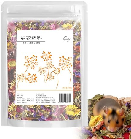 Hamster Blomströ - Torkade blommor Luktkontroll | Tillägg av smådjursströ - Doft av burströ för Gerbiler Möss Marsvin Kaniner Hamstrar Habitat Terra Home Nest Care