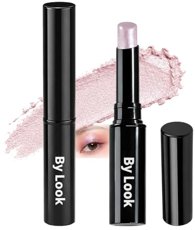 Cream Eyeshadow Stick, Pale Pink-Lilac Shimmer Twist-Up Eye Crayon, 1-Pack | Slim black casing with removable cap, applies colour directly to eyelids, for make-up routines and travel touch-ups