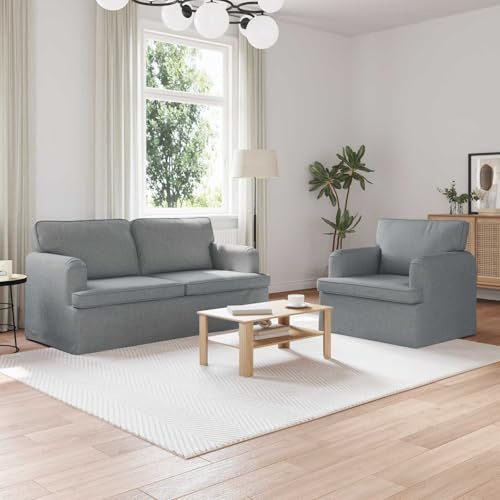 Augerqir Sofa Set 2-teilig Hellgrau Stoff Ecksofa 162 x 80 x 85 cm mit Polstergarnitur, Couch, Zweisitzer, Ottomane für Wohnzimmer und Büro, ergonomisch, robust, inklusive Armlehne und Rückenlehne