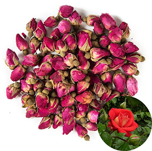 TooGet Fragrant Natural Red Rose Buds Rose Petals Organic Dried Flowers Wholesale, Culinary Food Grade - 4 OZ