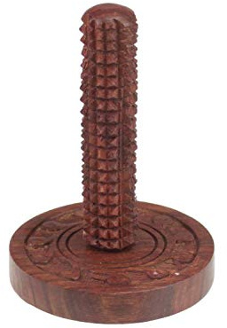 Wooden Chapati Press Roti Fluffer Paratha Indian Acupressure Datta Press Long Life Carved Solid Wood Dark Brown Roti Press