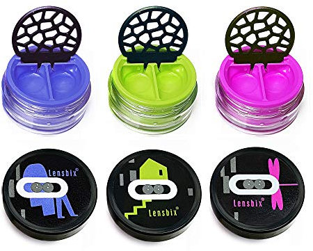 Lensbix 3 Pack pur Kontaktlinsenbehälter. 3 für 2 ohne Geschenkverpackung. Die Innovative Art der Aufbewahrung & Pflege. In Lieblingsfarbensets