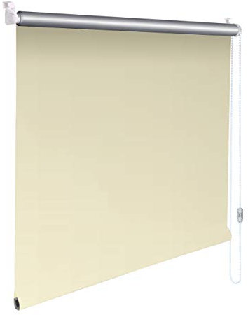 Sonnenschutz-HH® - Mini Thermo Verdunkelungsrollo Thermorollo Minirollo Rollo KLEMMFIX Seitenzugrollo Kettenzugrollo inkl. Klemmträger ohne Bohren - Außenmaß Breite 90 x 180 cm Höhe - Creme