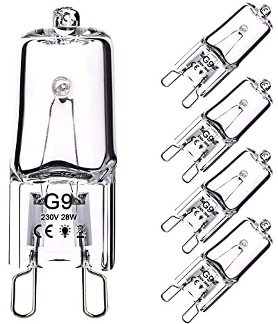 Vicloon G9 Halogen Bulbs, 5 Pack 28W G9 Light Bulbs 230V 370Lm 2800K Warm White Light Lamps for Kitchens, Living Rooms and Bedrooms (5 Pack)