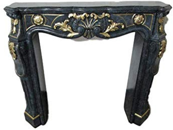 Kaminumrandung Kaminverkleidung Kaminsims Rokoko Farbe: Blueperl farbmarmoriert mit Gold Kamin Umrandung Breite115cm