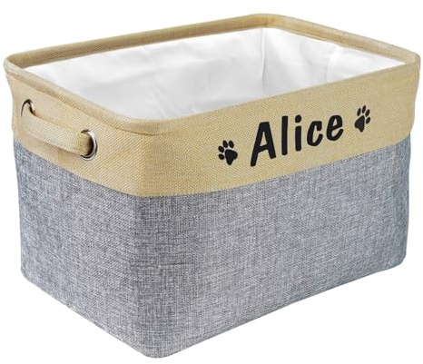 PET ARTIST Zusammenklappbarer Hundespielzeug-Aufbewahrungskorb mit personalisiertem Haustiernamen – rechteckige Hundespielzeug-Aufbewahrungsbox für Hundemäntel, Hundekleidung und Zubehör