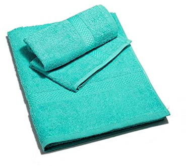 Caleffi - Minorca in Spugna 100% Morbido Cotone Idrofilo 450gsm, Lavabile in Lavatrice 40° + Asciugatrice, Coppia (55x105 cm + Ospite 40X60 cm) Colore MENTA