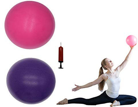 X W Ball klein, 15,2 cm kleiner Ball für Pilates mit Pumpe, 15,2 cm Barreball, 15,2 cm Stabilitätsball, Mini-Yoga-Ball für Damen, Workout, Fitness, Physiotherapie, PT, Rosa + Lila, 2 Stück