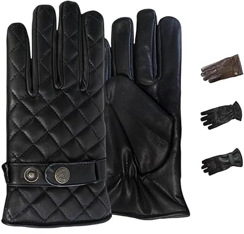 German Wear Herren Lederhandschuhe Lammnappa Handschuhe aus echtleder winter Handschuhe Trendgl-7 Schwarz - 8=M Handumfang 22cm