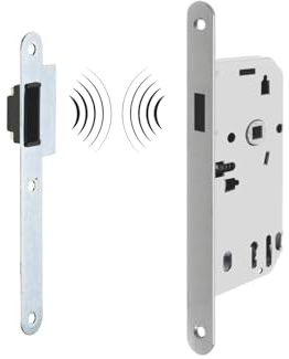 THIRARD - Serrure Magnétique Encastrable pour Porte Intérieure - Axe 50 mm - Bouts Ronds - Fer Satiné - Système Magnétique à Pêne Rétractable - Gâche Plate en Acier - Silencieuse - Gris