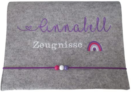 Zeugnismappe Wollfilz Mappe Zeugnisse DIN A4 Grundschule SchuleRegenbogen