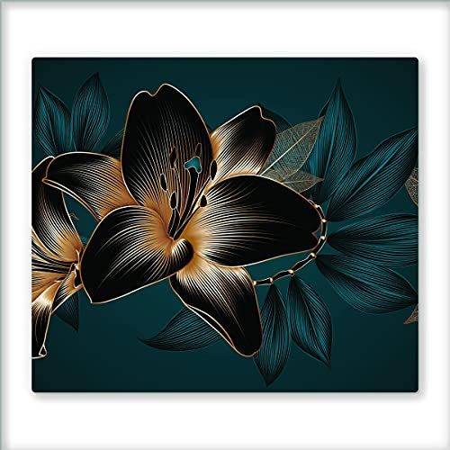 Canvas Fly 60x52 Glas-Herdabdeckplatte für Induktions- & Cerankochfeld Küchen-Spritzschutz Universale Küchenarbeitsplatte Schneidebrett & Kochplatte-Abdeckung Rutschfest Glasplatte inkl. Silikonnoppen