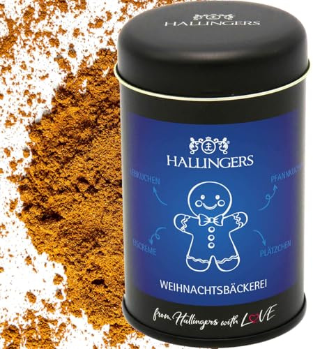 Hallingers Genuss Manufaktur Gewürzmischung Weihnachts-Geschenk - Koch-Gewürze in edler Geschenk-Dose Weihnachtsbäckerei für Plätzchen, Kaffee & Müsli, Weihnachten für Frauen Männer