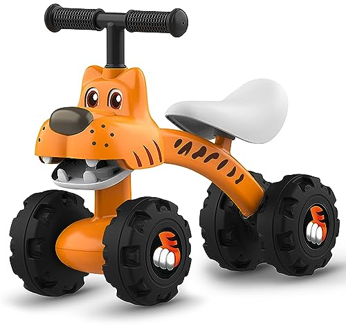 YGJT Baby Balance Bike for 1 Year Old Boy and Girl, Indoor Outdoor Non-Pedal Baby Walker Toys for 10-36 Months Toddlers, Silent Wheels, 1st Birthday Gift, Kids First Bike Tiger