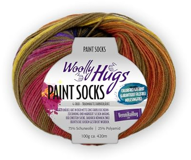 Woolly Hugs Paint Socks 100g 213 - terra/khaki/lila