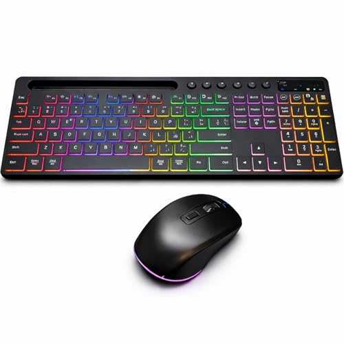 Utilify | Teclado y Ratón Inalámbricos Premium | Retroiluminación RGB 3 Niveles | Batería Larga Duración | Soporte para Tablet y Móvil | Español QWERTY | Compatible con Windows y Mac
