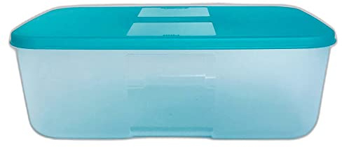 Tupperware Kühlschrank-System 1,5 L Frische-System Dose Behälter rechteckig mit Deckel türkis transparent