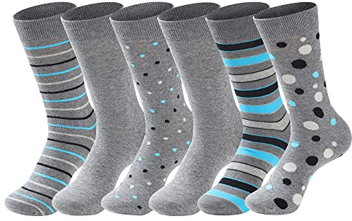 GLENMEARL 6 Pack Dress Socks for Men, Patterned Mens Socks With Gift Box Casual Business Socks