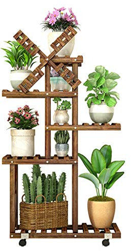 Pflanzenständer Blumentopfhalter Verstellbarer Pflanzenständer Pflanzenhalter Mid-Century-Holz Massivholz Blumenständer Mit 5 Ebenen Für Wohnzimmer Im Innenbereich Bodenstehender Pflanzenständer Mit U