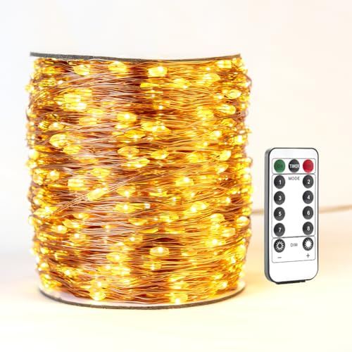 RESNICE LED Lichterkette 120m 1200 LEDs, wasserdichte Kupferdraht-Lichterkette mit Fernbedienung, Plug-in, für Garten, Terrasse, Veranda, Weihnachtsbaum & Hochzeitsdekoration, Außen & Innen