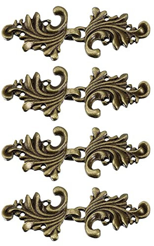 sourcing map Mantel Schließe 4 Paare Aufnähen Verschlüsse Haken und Ösen Klammern Vintage Pullover Umhang Schal Strickjacke Kragen Schnallen für Bekleidung (Bronze)