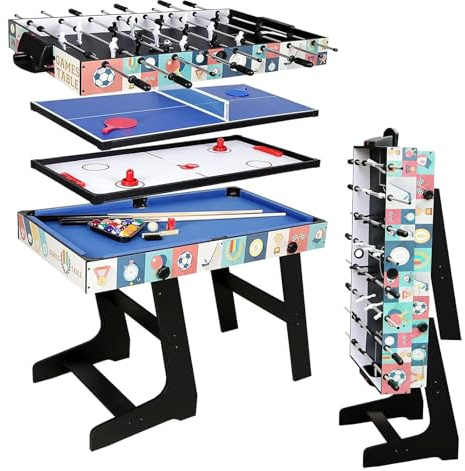 HLC Table Multijeux 4 en 1 Babyfoot, Comprenant Baby Foot/Billard/Ping Pong/Air Hockey, Parfait pour Adultes et Enfants, Une Option géniale pour Toute Occasion spéciale.