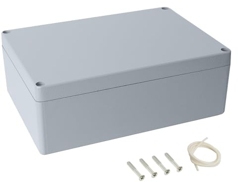 LeMotech Electrical Box, Aluminum Alloy Metal Junction Box, IP67 Waterproof Dustproof Project Box, Outdoor Universal Enclosure, Grey 10.4x7.2x3.7in (265x185x96mm)