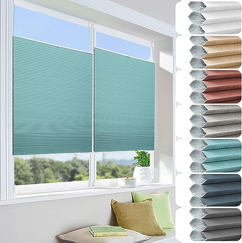 bobodeco Wabenplissee ohne Bohren Verdunkelung Klemmfix Thermo Doppelplissee, Tintenblau, 45x130cm (BxH) 100% Verdunkelnd & Sicht- & Schallschutz, Wärmeisolierung für Fenster & Tür