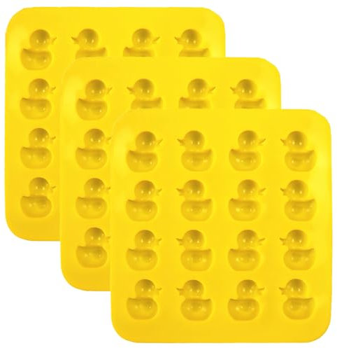 Zarbulon 3Pcs Mini Rubber Duck Silicone Molds Little Ducky Duckie Silicone Mold for Chocolate Candy Gummy Jello Wax Crayon Melts Mold Cupcake Topper Decoration Supplies