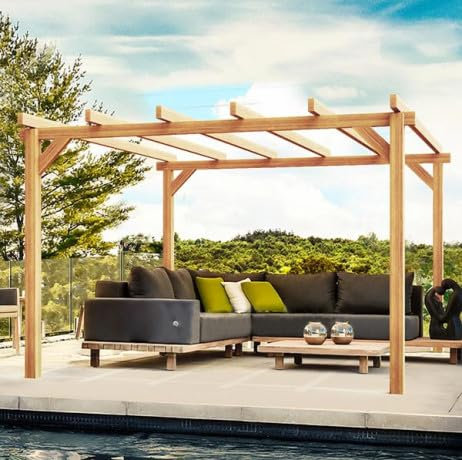 Maderland Pergola autoportée Bois - Angers, Dimensions 400 x 300 cm, Ancrage Support de Plaque