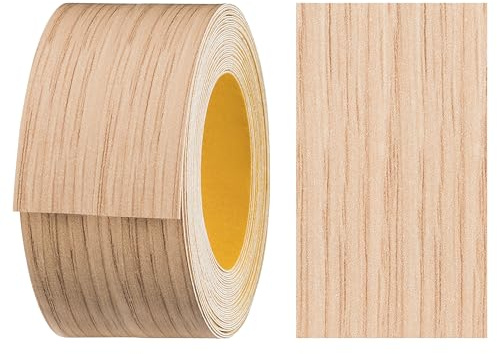 haggiy Bande de chant en mélamine autocollante 40 mm x 5 m I Bande de chant pour meubles I Fixation sûre sans repassage I Chant thermocollant I Placage pour étagères et panneaux en bois(Chêne Lindber)