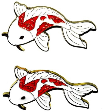 Lot de 2 broches koï en forme de poisson koï japonais, Métal