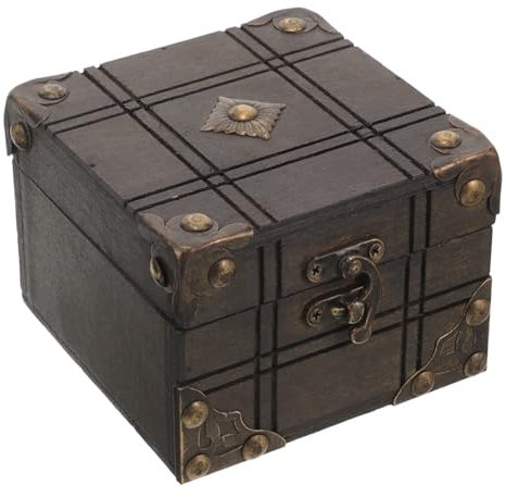 KOMBIUDA Schmucketui Kasten Vintage Aufbewahrungsbox rustikales sparschwein aufbewahrungskoffer für kleinigkeiten Aufbewahrungsbehälter für Schmuck Schmuckhalter aus Holz Lagerung Kind