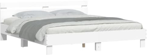 vidaXL Bettgestell mit Kopfteil und LED-Beleuchtung Weiß 180x200 cm
