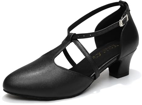 YCALCP Damen Latin Tanzschuhe Geschlossen Zehen Salsa Tango Charakter Walzer Soziale Ballsaal Tanzschuhe,272-Schwarz-4.5CM,39 EU