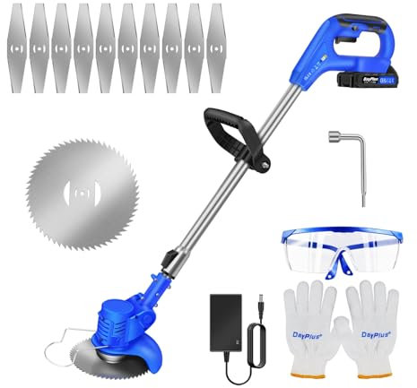 Débroussailleuse sans Fil 21V Coupe Bordure, avec 2 Batterie et Chargeur, 127.5cm Coupe-Herbe électrique Portatif pour Pelouse Jardin Terrain Agricole（avec 1 Batteries）