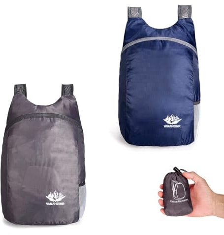 MAKFORT Ultraleichte Faltbare Rucksäcke Wasserabweisende Tagesrucksäcke für Herren Damen Reisen Outdoor Radfahren Camping Klettern Ausflug Reisen 2 Stück