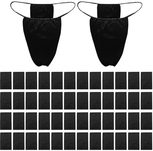 FUIPVGI 50 Pezzi Tanga Donna Monouso, Tanga e Getta, Tanga Monouso Estetica Slip, Mutande USA e Getta, per Massaggi (IT, Testo, Taglia Unica, Regular, Regular, Nero)