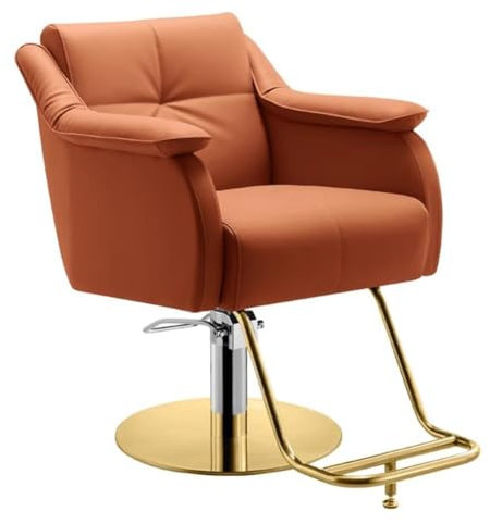 BJSHAOHUA Friseurstuhl,Friseursessel Höhenverstellbar Für Herren Damen, Friseureinrichtung Bedienungsstuhl Vintage Retro, Kunstleder,B