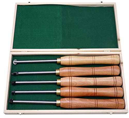 Turning Lathe Tool Set, 5 Pieces Wood Turning Chisel Set, Woodturning Tool Carbide Tipped Working Lathe Tools Combo Set for Wood Hobbyist Or Carpenter with Box