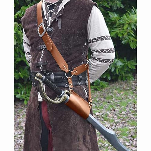 MDFCZXP Mittelalter Piraten Leder Dolch Scheide Gürtel Steampunk Schwert Klinge Scheide Halter Warcraft Cosplay Accessoire für Männer Frauen,Braun,10cm