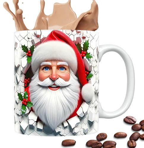 Vintage Weihnachtsmann-Tasse, Weihnachtstassen, Kaffeetasse, Weihnachtstassen, Feiertagstassen, Schreibtischdekoration, Keramiktasse für Kaffee, Weihnachtsteetasse, heiße Schokolade, festliche