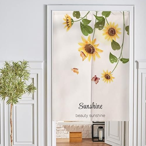 Türvorhang Schmetterling Sonnenblume Küchenvorhänge Polyester Raumteiler Vorhang Waschbar Vorhänge Kurz Küchenvorhang Langlebig Fliegenvorhang Terrassentür tür Vorhang Verdickung Vorhang Tür 90x200cm