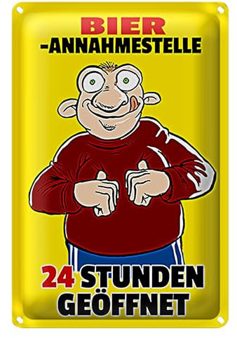 Bier-Annahmestelle Schild | Lustiges Geschenk für Bierliebhaber | 24 Stunden geöffnet | Perfekt für Partykeller & Bar | 20 cm x 30 cm