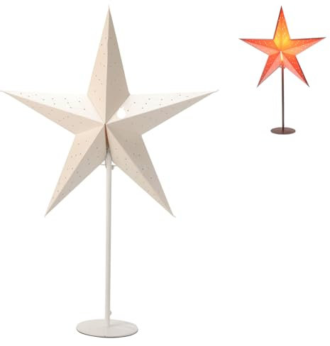 Lampe de table en forme d'étoile de Noël en papier Hauteur 65 cm Étoile décorative Alimentation électrique Interrupteur marche/arrêt Lampe de table